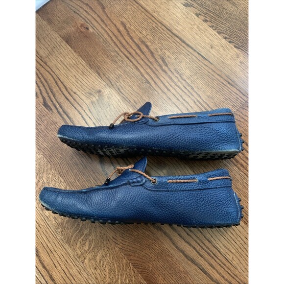 Tod\'s Blue Navy Leather Driving Loafers 7.5 + Dust Bag main image 4